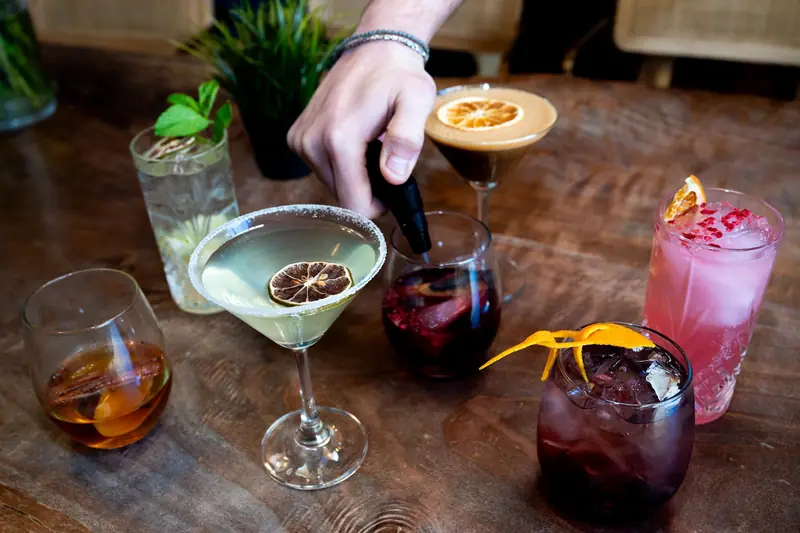 Cocktails being served at the bar