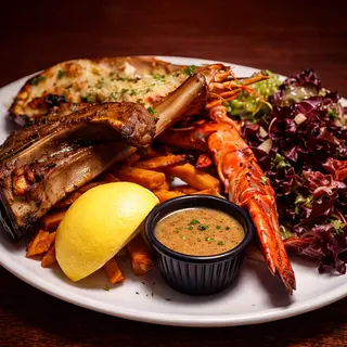 Grilled Lamb Chops with Half Lobster