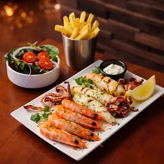 Grilled Squid & King Prawns