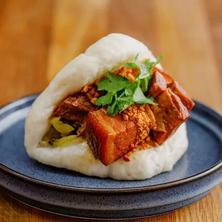 Red braised pork belly bao
